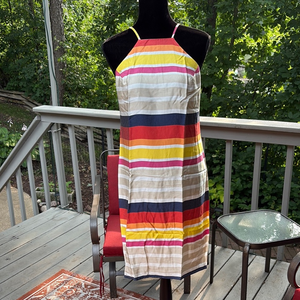 Striped Multicolor Halter Dress